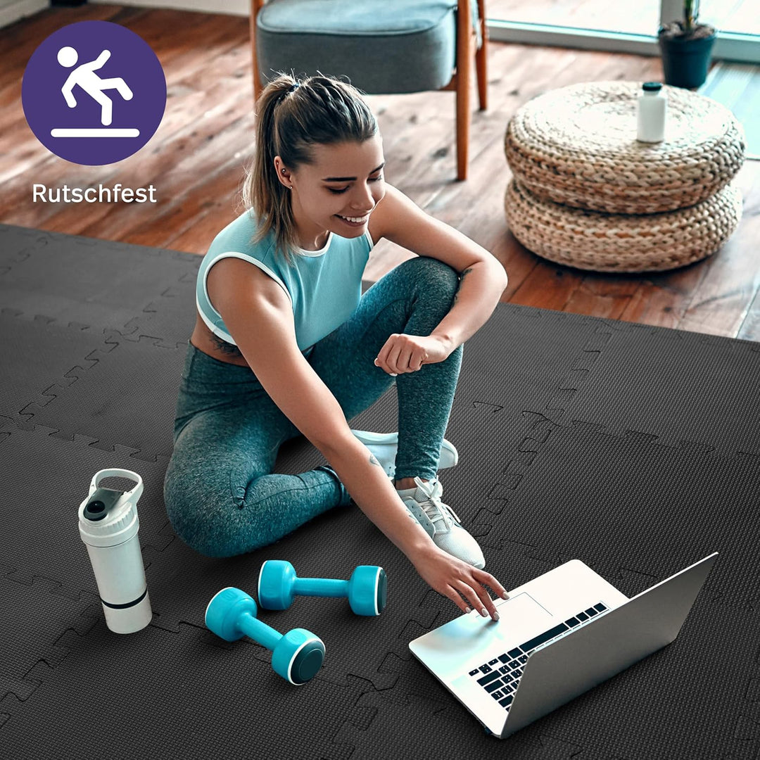 MATANA Bodenschutzmatte Fitness - Puzzle Bodenmatte Sport Trainingsmatte rutschfest - Heimtrainer, P