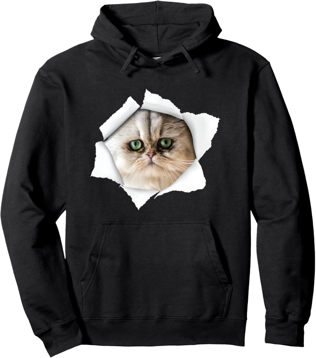 Niedliche Katze, zerrissen – Perserkatze Pullover Hoodie