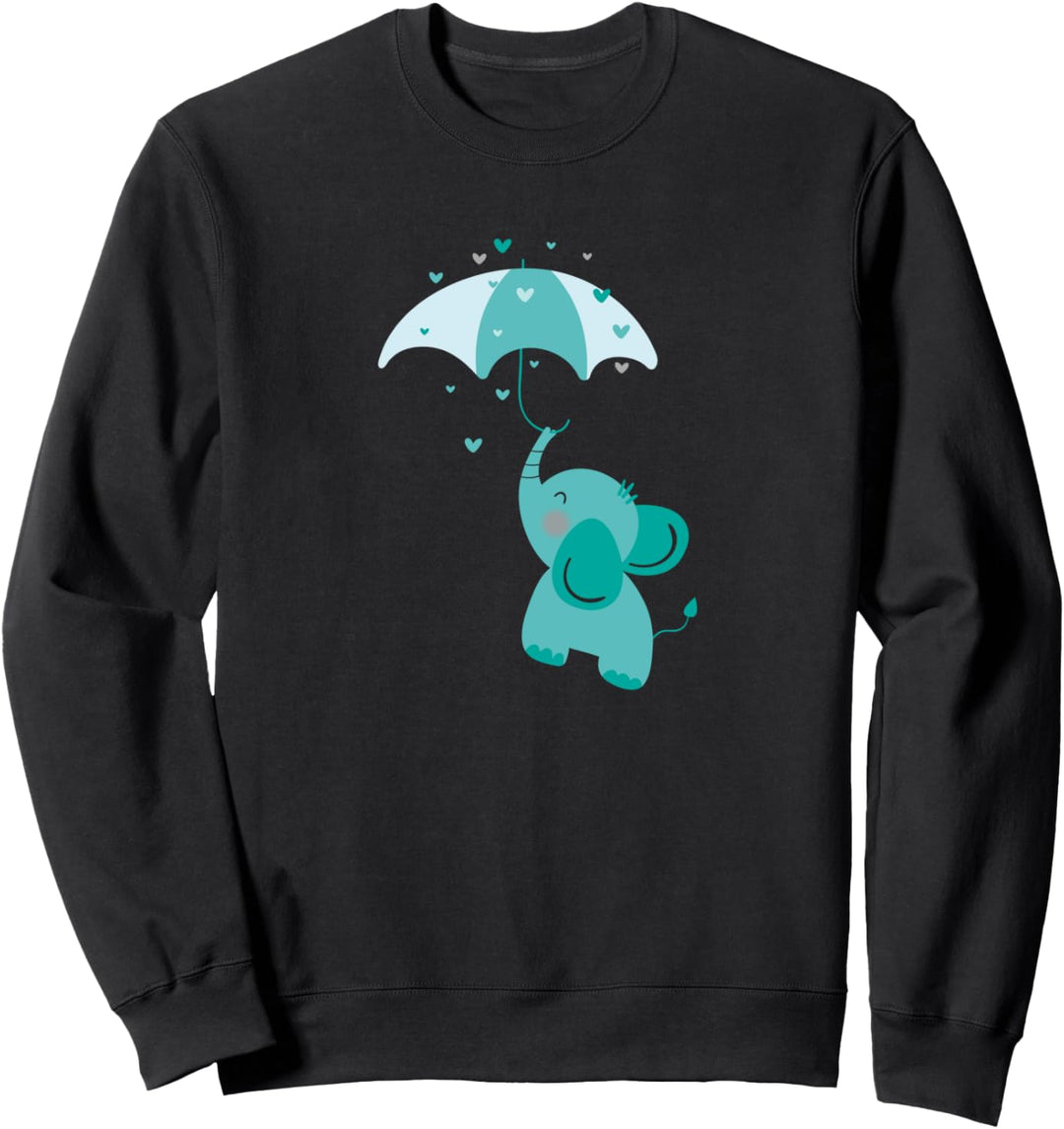Niedlicher blauer Elefant mit Regenschirm Geschenk Kinder Sweatshirt
