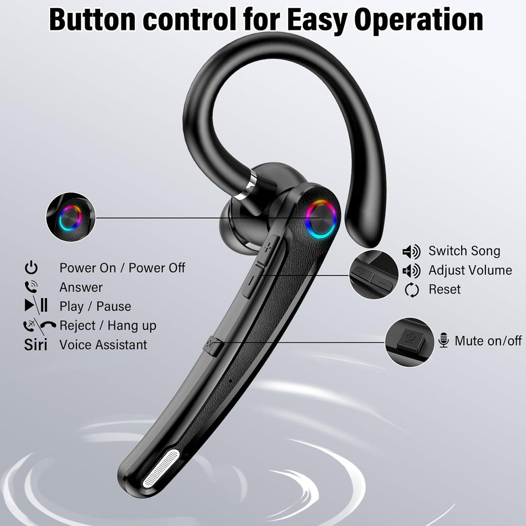 Atheewon Bluetooth Headset V5.4, Wireless Freisprech Telefon, Schwarz | CVC 8.0/ENC Dual Mic, APTX,