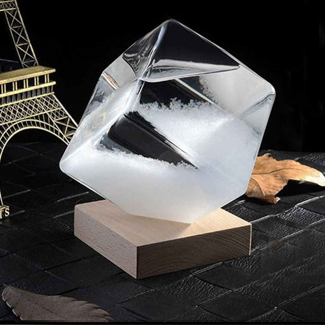 Sturmglas, Würfelform Wettervorhersage Flasche Wetterstation Mit Sockel, Wetterglas Storm Glass Tisc