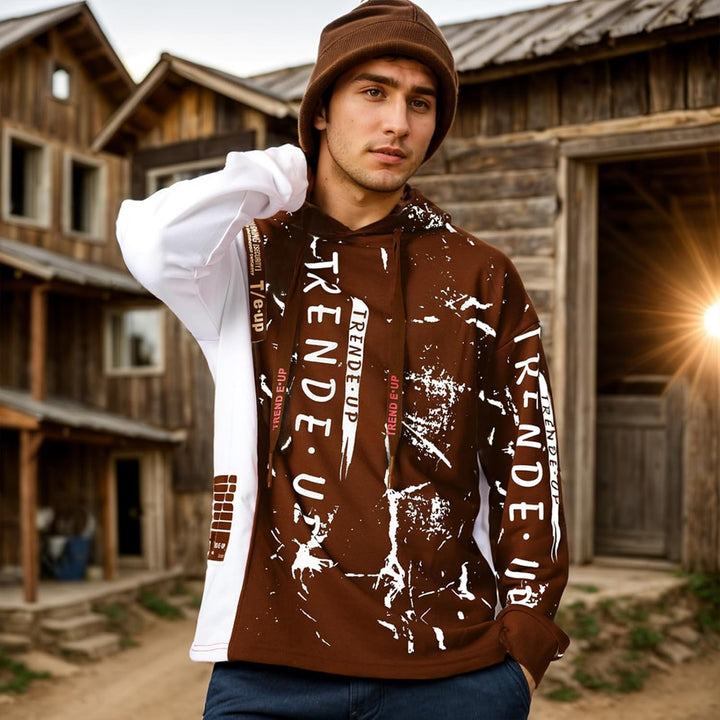 Hoodie Herren Kapuzenpullover Pullover，Herren Techwear Hip Hop Patchwork Unisex Streetwear Sweatshir