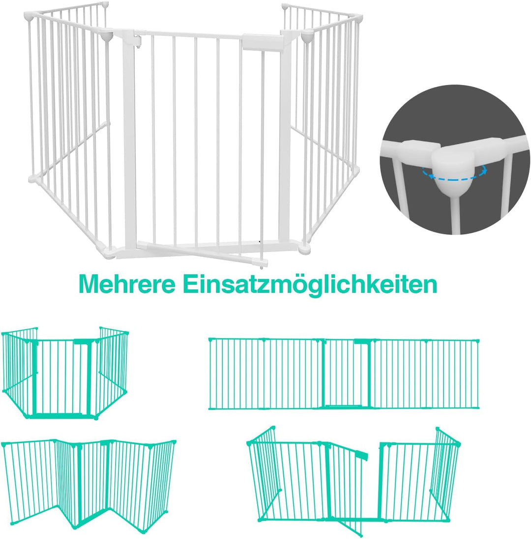Eulenke Kaminschutzgitter mit Tür Metall 310cm Absperrgitter für Kinder, Ofenschutzgitter Laufstall