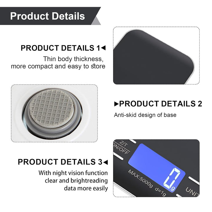 Küchenwaage Digital, 10kg/1g Waage Küchenwaage, USB Wiederaufladbare Digital Küchenwage mit Led Disp
