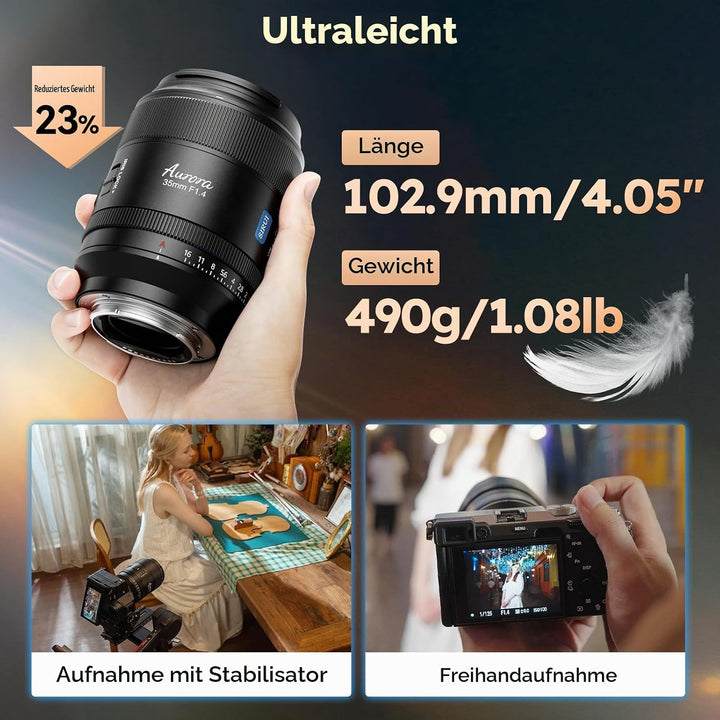 SIRUI Aurora 35mm F1.4 Full Frame Auto Focus Lens, Wide Angle Prime Lens for E Mount Cameras FX3, FX