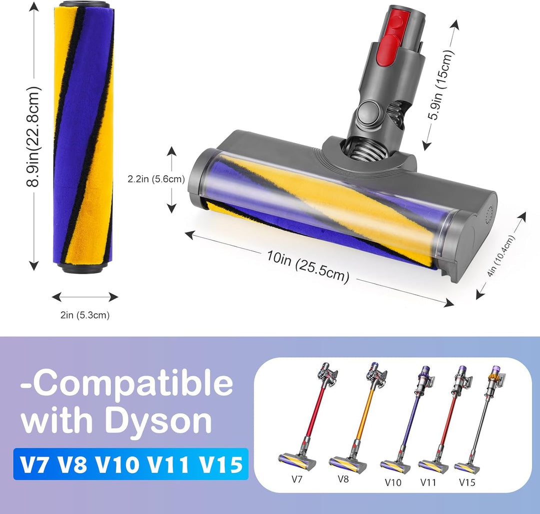 Bodendüse Bürste für Dyson V11 V15 V10 V8 V7 Staubsauger, Ersatzbürste Zubehör mit LED-Licht, Elektr