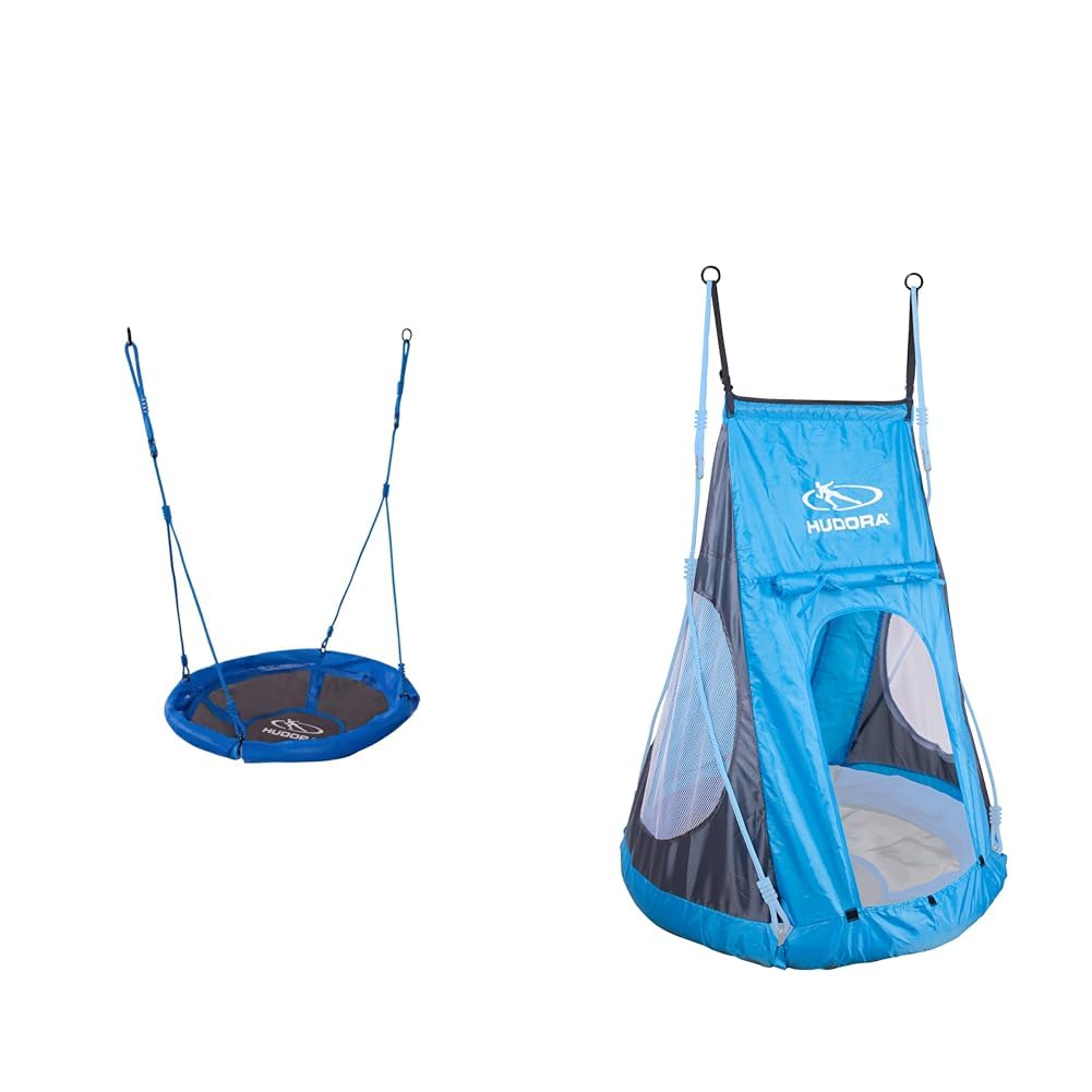 HUDORA Nestschaukel, blau - 100 kg belastbar - 72126 & Zelt für Nestschaukel 90 cm Cosy Castle - Gar