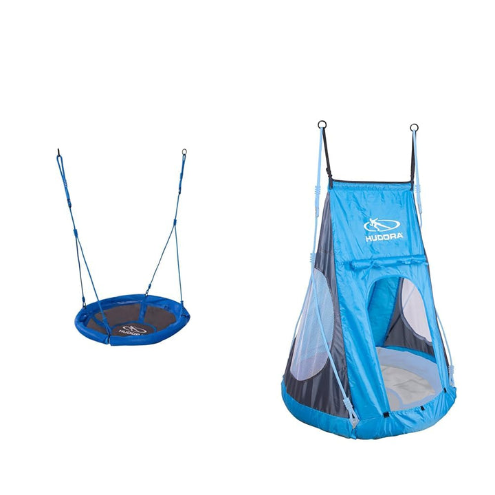 HUDORA Nestschaukel, blau - 100 kg belastbar - 72126 & Zelt für Nestschaukel 90 cm Cosy Castle - Gar