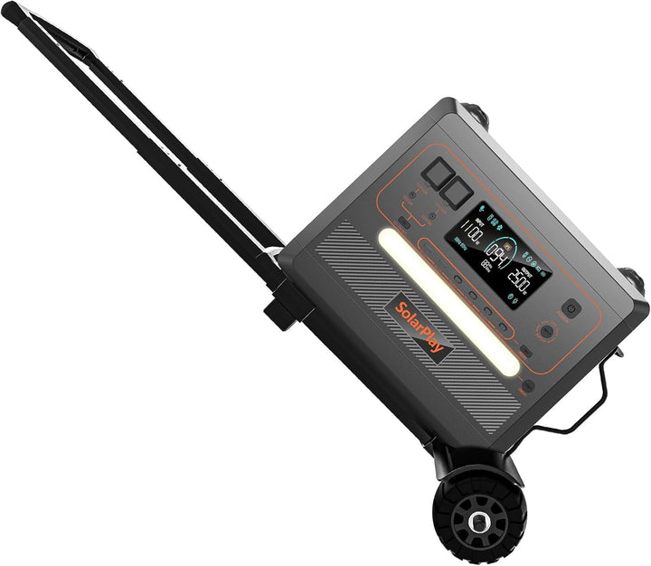 SOLARPLAY Tragbare Powerstation mit 2300Wh LiFePO4, Solargenerator, 2500W, 12 Anschlüsse, 230V USV/A