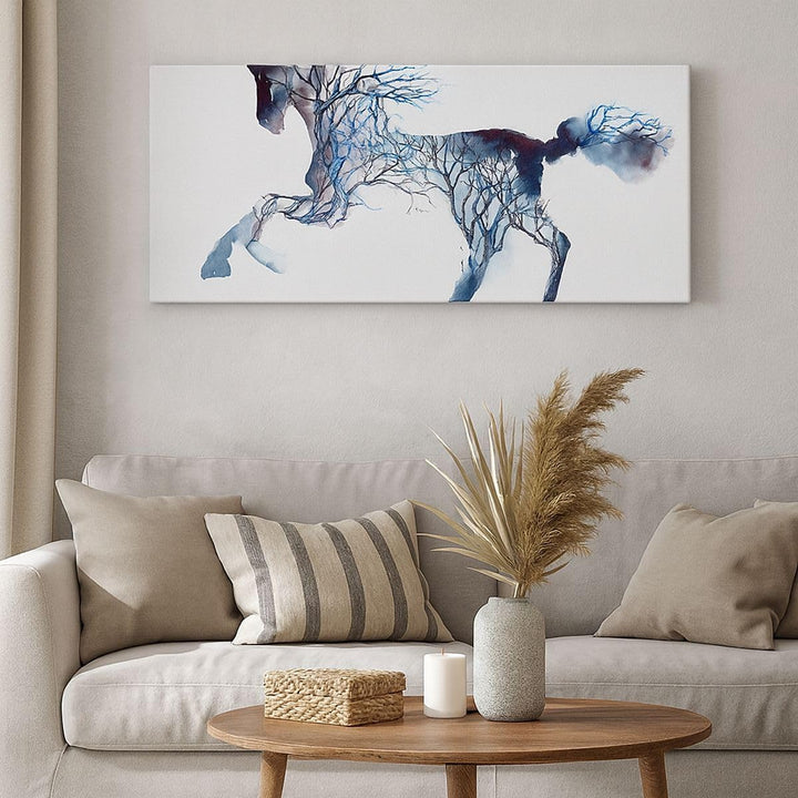Wandbilder Dekoration Wohnzimmer natur malen schön Hengst Panorama Bilder auf Leinwand 120x50cm Lein