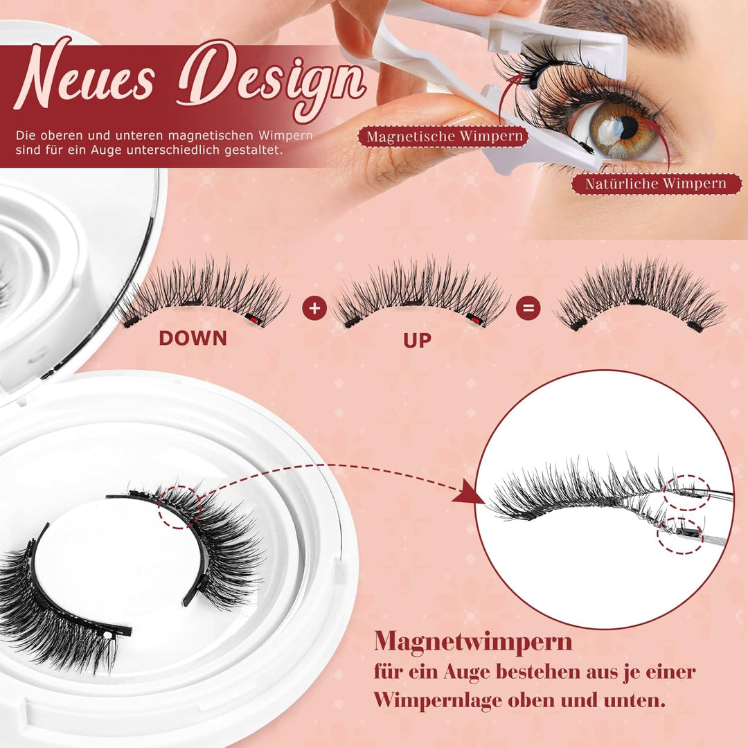 Higu clace Magnetische Wimpern,Magnet Wimpern Ohne Eyeliner,Magnetische Wimpern mit Applikator,Wimpe