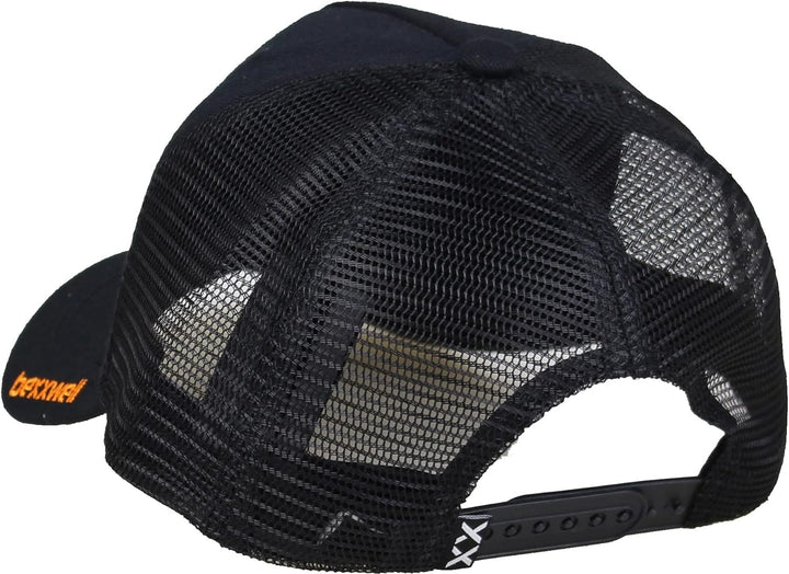 Bexxwell Trucker Cap schwarz/orange mit 3D Logo-Stickerei (optimale Passform, Kappe, Black, Truckerc