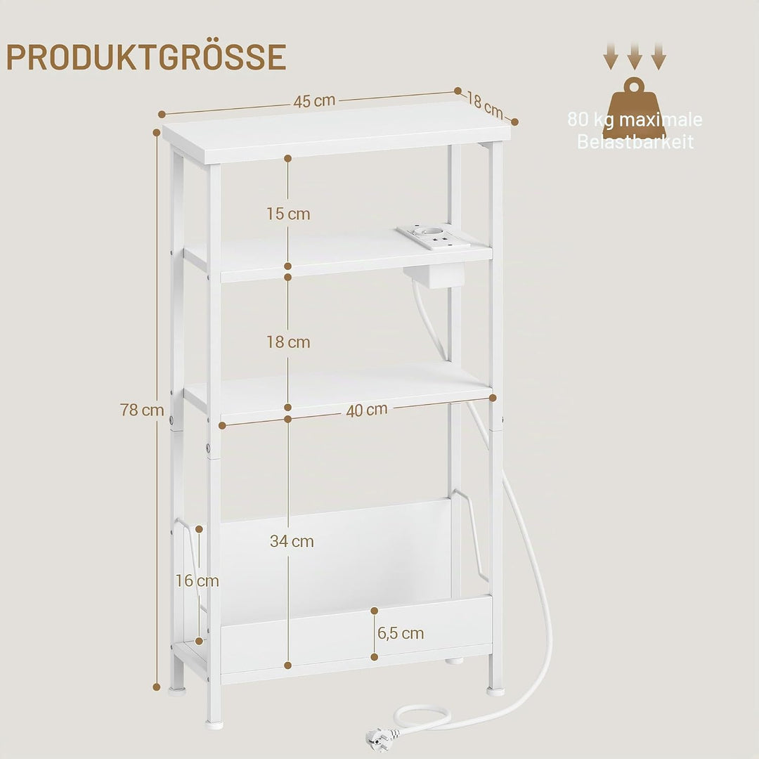 Hzuaneri Beistelltisch Schmal, 4-Stufiger Beistelltisch Couch mit Zeitschriftenhalter und Ladesteckd