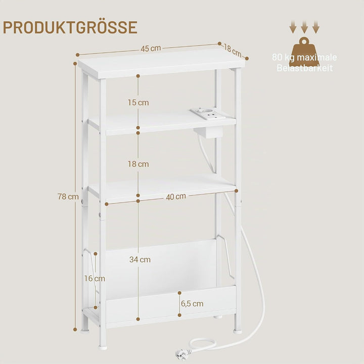 Hzuaneri Beistelltisch Schmal, 4-Stufiger Beistelltisch Couch mit Zeitschriftenhalter und Ladesteckd