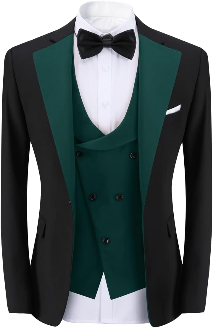 Sliktaa Anzug 3 Teilig Herren Business Smoking Anzüge Slim Fit Herrenanzug Formell Sakko Weste Hose