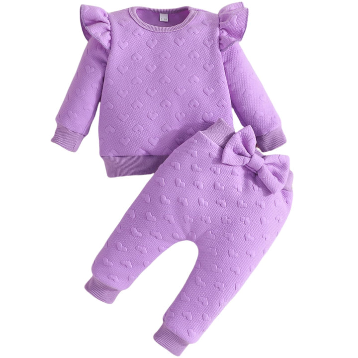 Yaopelky Kleinkind Baby Mädchen Outfits Langarm Sweatshirt Top Hose mit Fliege Kleinkind Herbst Wint
