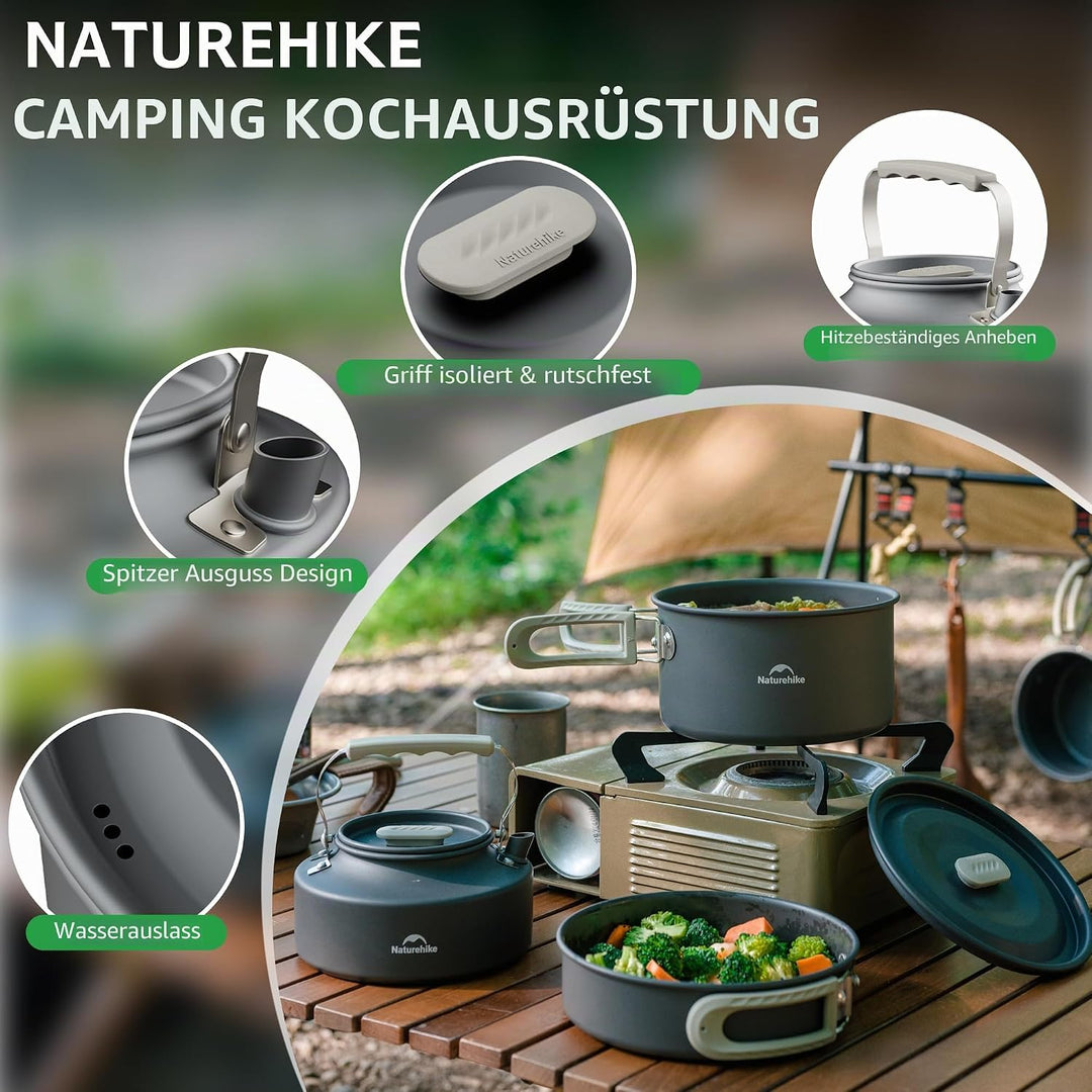 Naturehike Camping Topfset Geschirr Kochgeschirr Set Kochtopf für 2-7 Personen Zum Camping Outdoor W