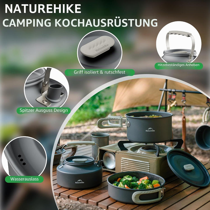 Naturehike Camping Topfset Geschirr Kochgeschirr Set Kochtopf für 2-7 Personen Zum Camping Outdoor W