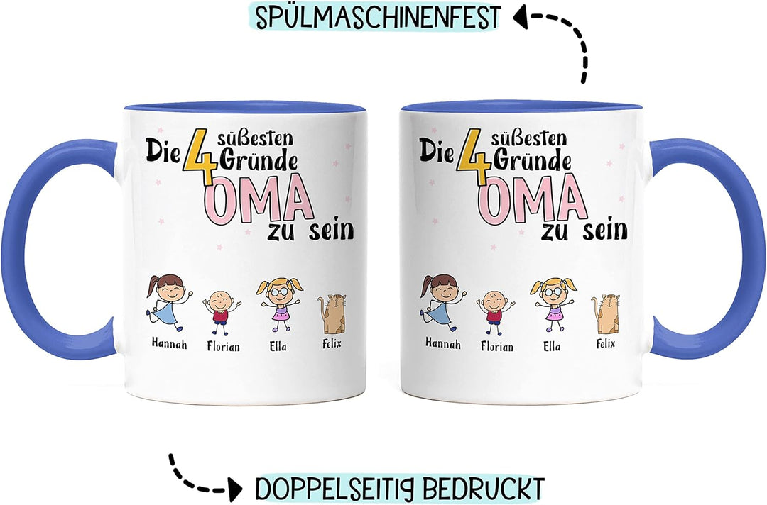 Oma Tasse Blau Geburtstag Personalisiert für Oma Enkel Enkelin Baby Geschenk Kinder Oma Geschenk Mut