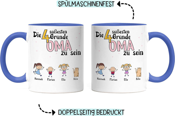 Oma Tasse Blau Geburtstag Personalisiert für Oma Enkel Enkelin Baby Geschenk Kinder Oma Geschenk Mut