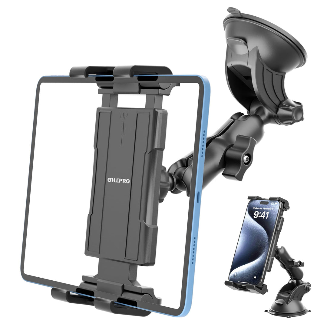 OHLPRO Tablet Halterung Auto Windschutzsche & Armaturenbrett Universal 360° Drehung iPad Autohalteru