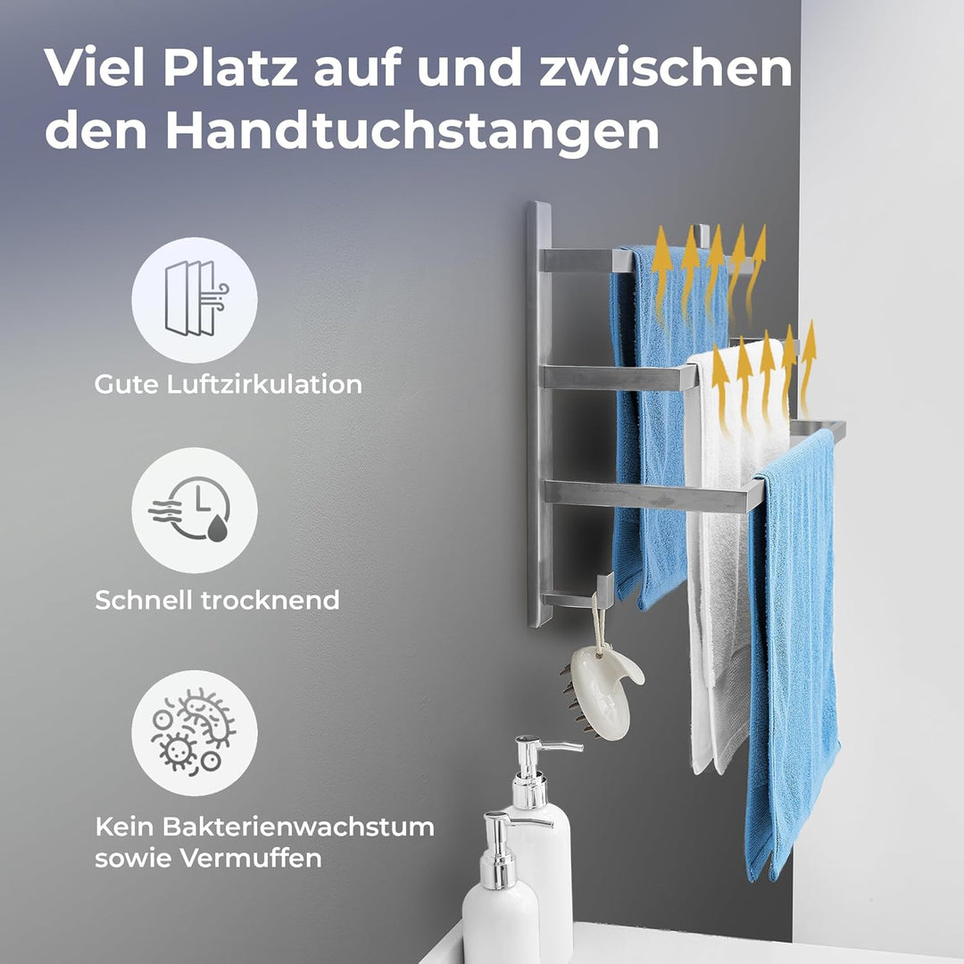 Premium Handtuchhalter ohne Bohren für das Bad | Keine Bakterienbildung | Schrauben verdeckt durch W