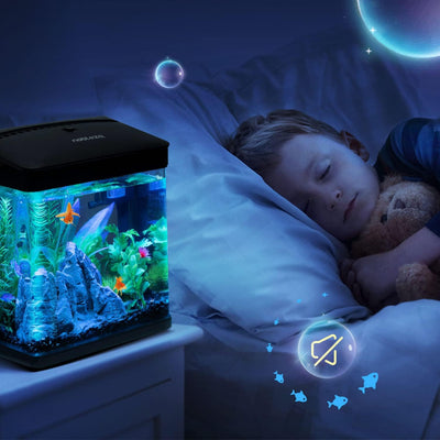 Nobleza - Nano-Fischtank-Aquarium mit LED-Leuchten & Filtersystem, tropischeAquarien, 7 Liter, Schwa