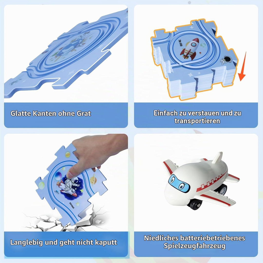 YOOYID Puzzle Track Spielzeug mit Flugzeug Schienenfahrzeug für Kinder Alter 3-5, Kleinkind Puzzle T