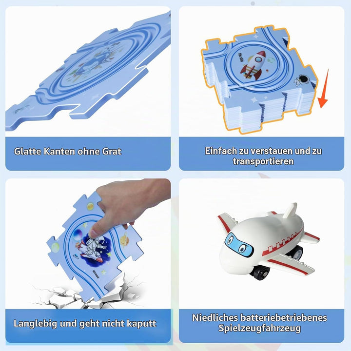 YOOYID Puzzle Track Spielzeug mit Flugzeug Schienenfahrzeug für Kinder Alter 3-5, Kleinkind Puzzle T