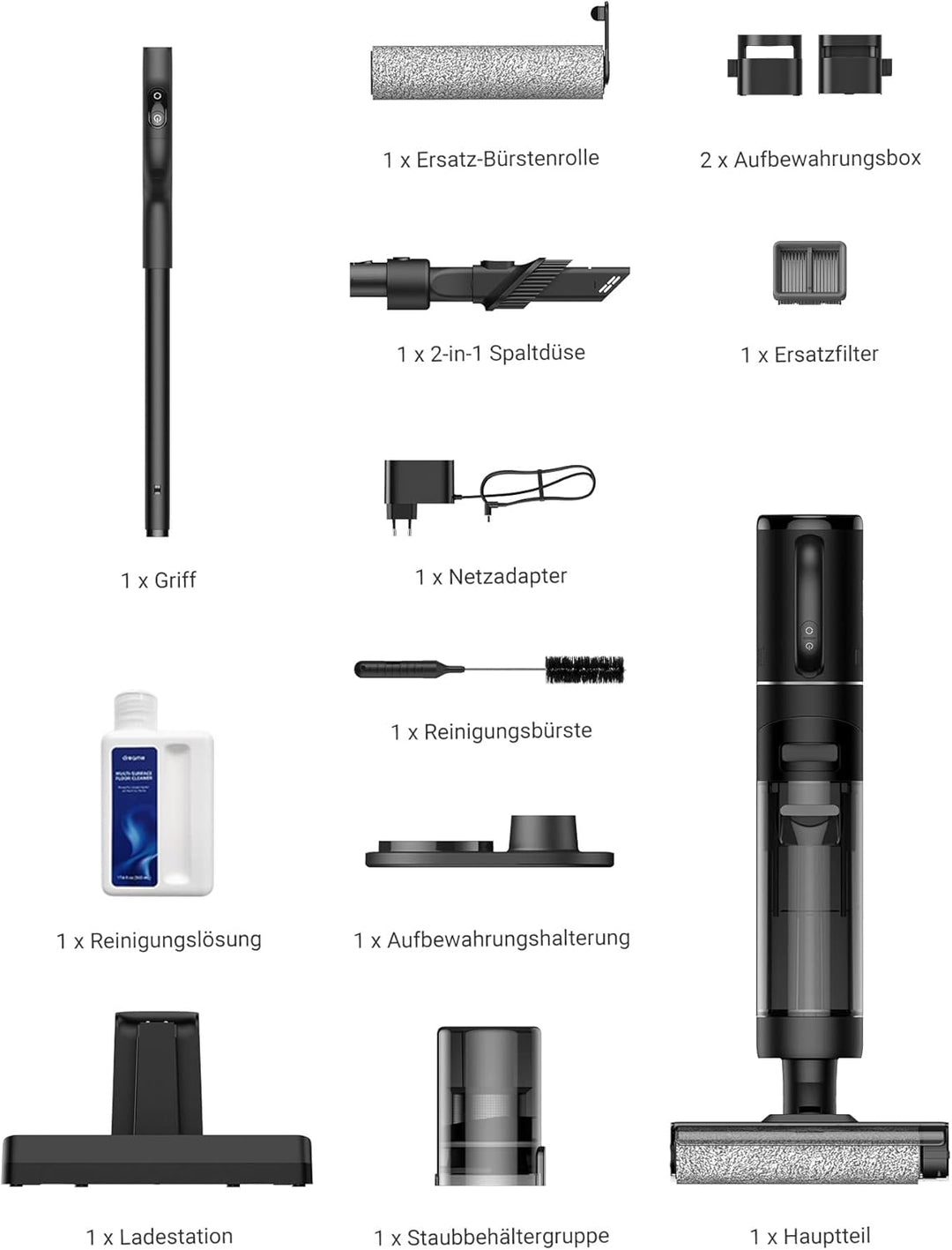 dreame M12 Smart Nass-Trocken-Staubsauger, Kabelloser All in One Nass Trockensauger Kabellos Harthol