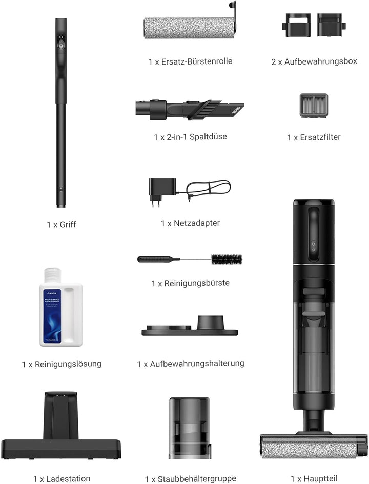 dreame M12 Smart Nass-Trocken-Staubsauger, Kabelloser All in One Nass Trockensauger Kabellos Harthol