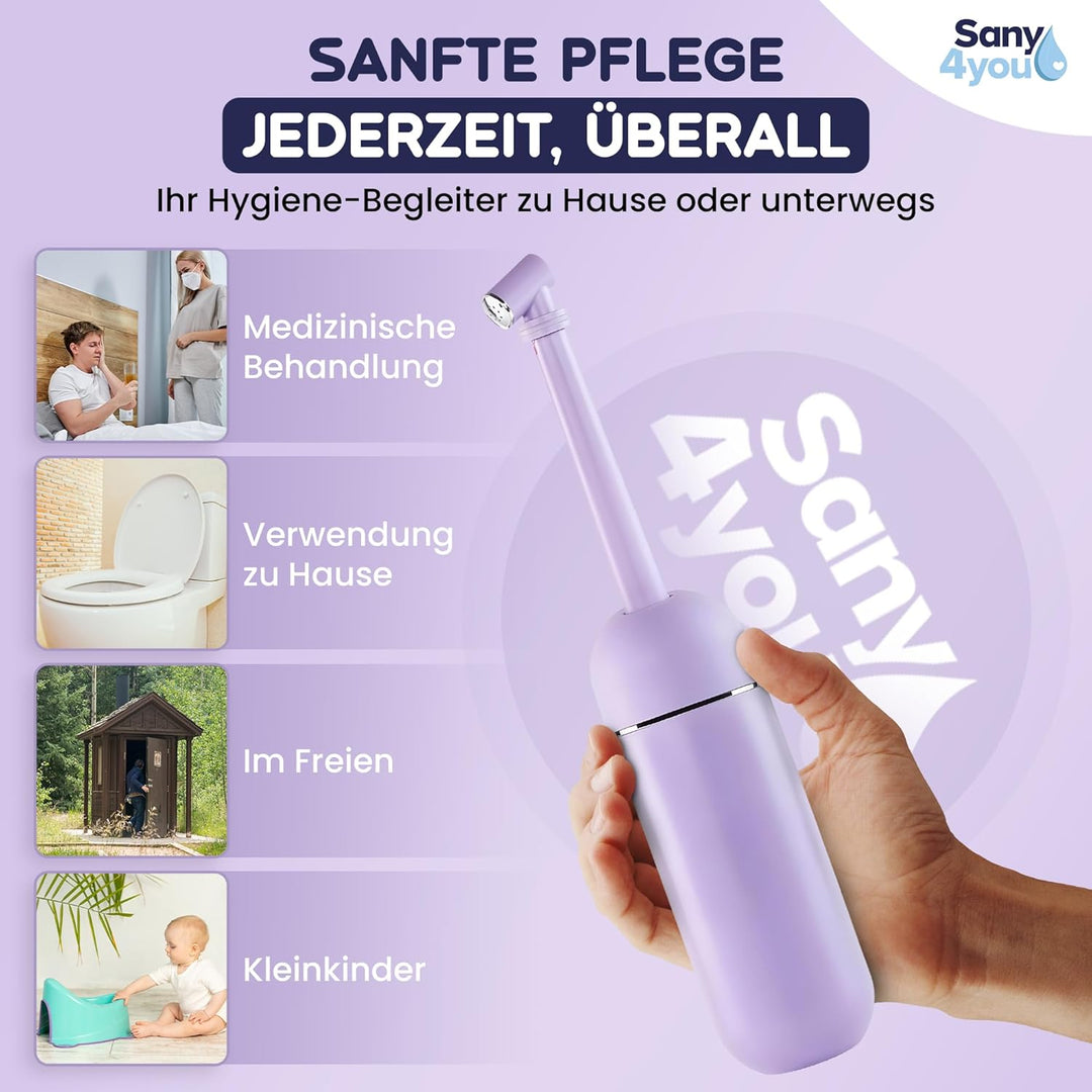 Die moderne Po-Dusche perfekt für unterwegs und zu Hause mit Travel Bag | 380ml | Tragbares Reise Bi