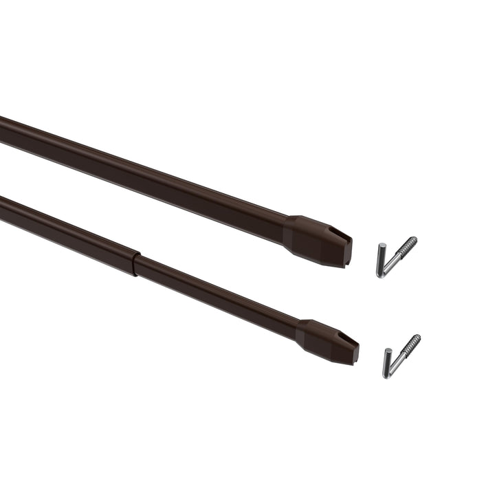 Interdeco Vitragestangen/Scheibenstangen Braun (2 Stück), ausziehbar 40-60 cm, 40-60 cm