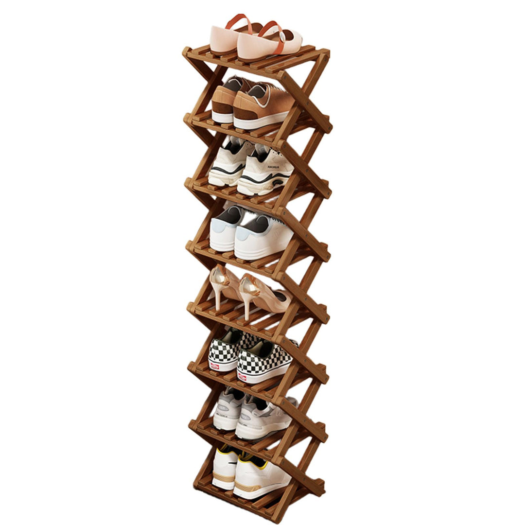 Vertikales faltbares Schuhregal, klein, Schuhregal aus Holz | Hohes schmales Design, schmales Eck-Sc