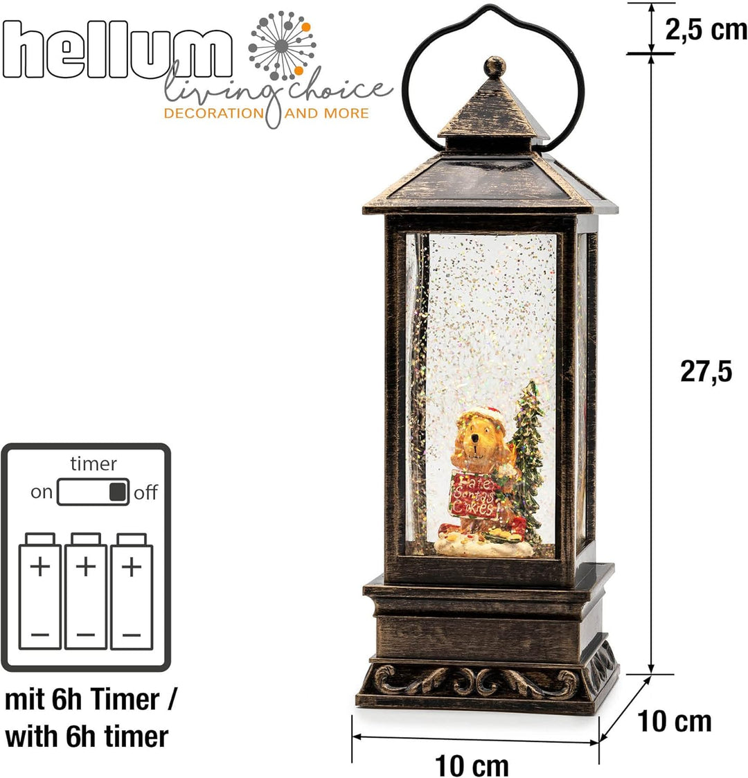 hellum LED Laterne, Schneekugel Weihnachten mit Motiv Hund, 10x27,5cm leuchtende Weihnachtslaterne m