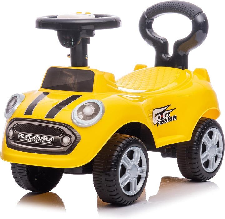 Rutschauto ab 1 Jahr, Lauflernwagen, Kinderauto Indoor, Rutschfahrzeug mit Klängen (Gelb), Gelb