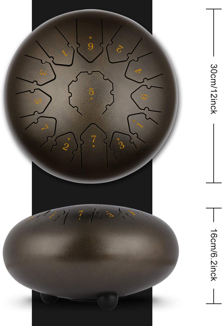KUD Tongue Drum, 12 Zoll 13 Tone C-Dur Zungentrommel Schlagzeug Instrument, Steel Pan Töne Schlagins