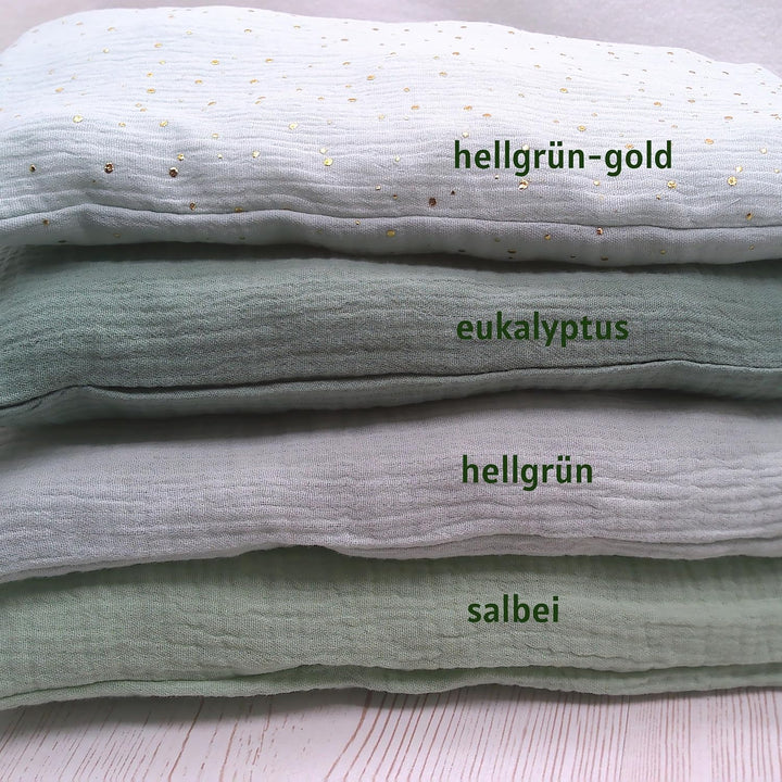 Puppenbettwäsche Farbe Salbei, Decke 40h x 35b, Kissen 16h x 20b., Brombeere Gross