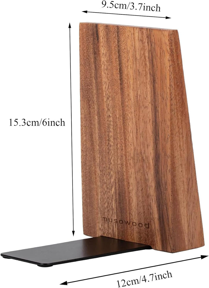 Muso Wood Buchstützen aus Holz Buchstütze Buchhalter für Regale Dekorative Bücherstützen Bookends (A