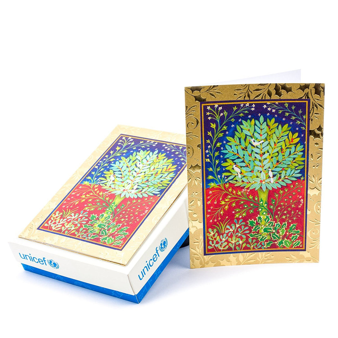 Hallmark UNICEF Weihnachtskarten, friedlicher Stechpalmenbaum (20 Karten und 21 Umschläge) (1XPX2032
