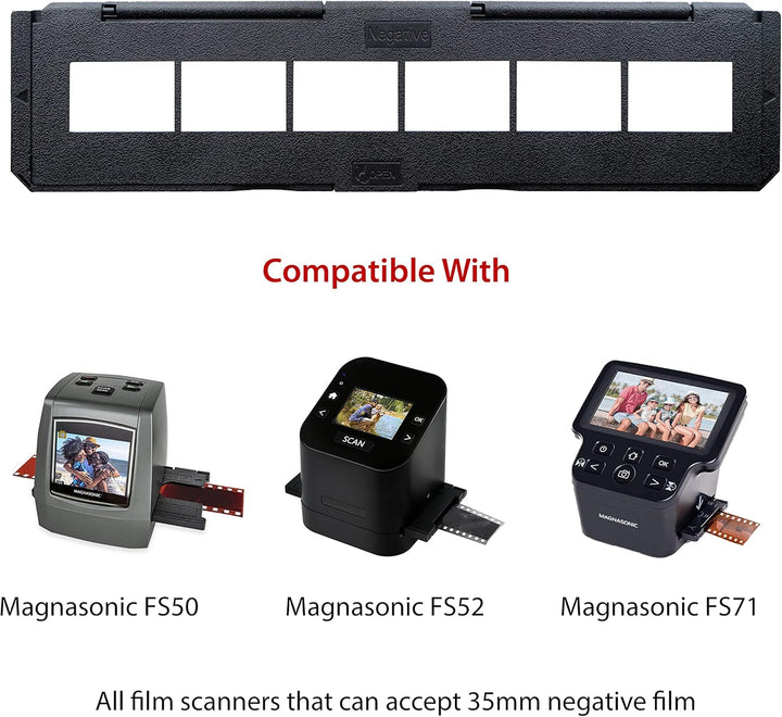 Magnasonic Negativfilmhalter mit langem Fach für 35 mm kompatible Filmscanner, hält 6 Negativbilder,