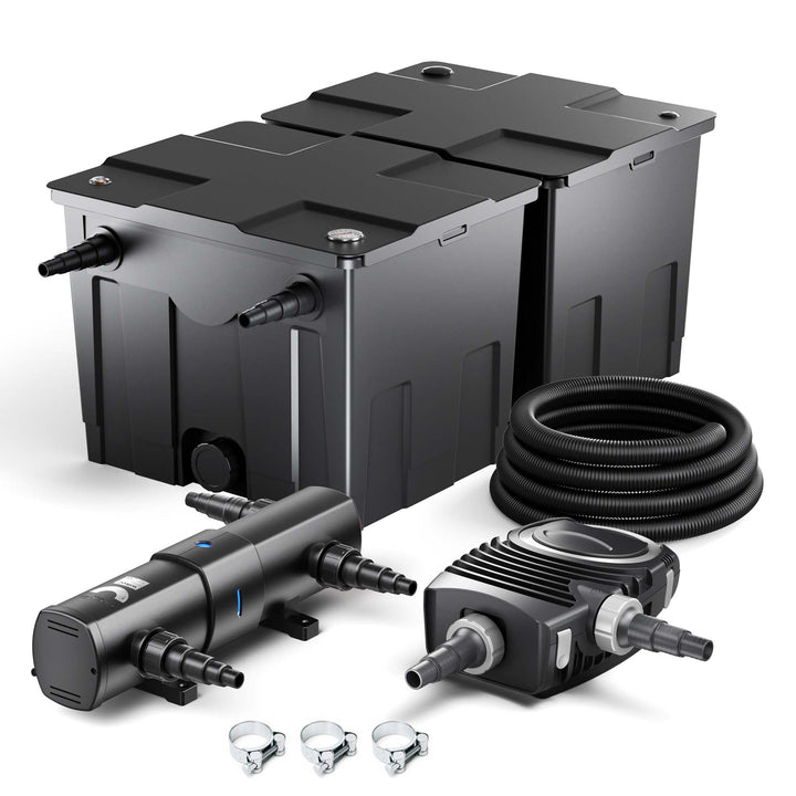 SunSun Komplettset: CBF-350B Teichfilter bis 60000 L Teichfilteranlage Durchlauffilter, NEO12000 Tei