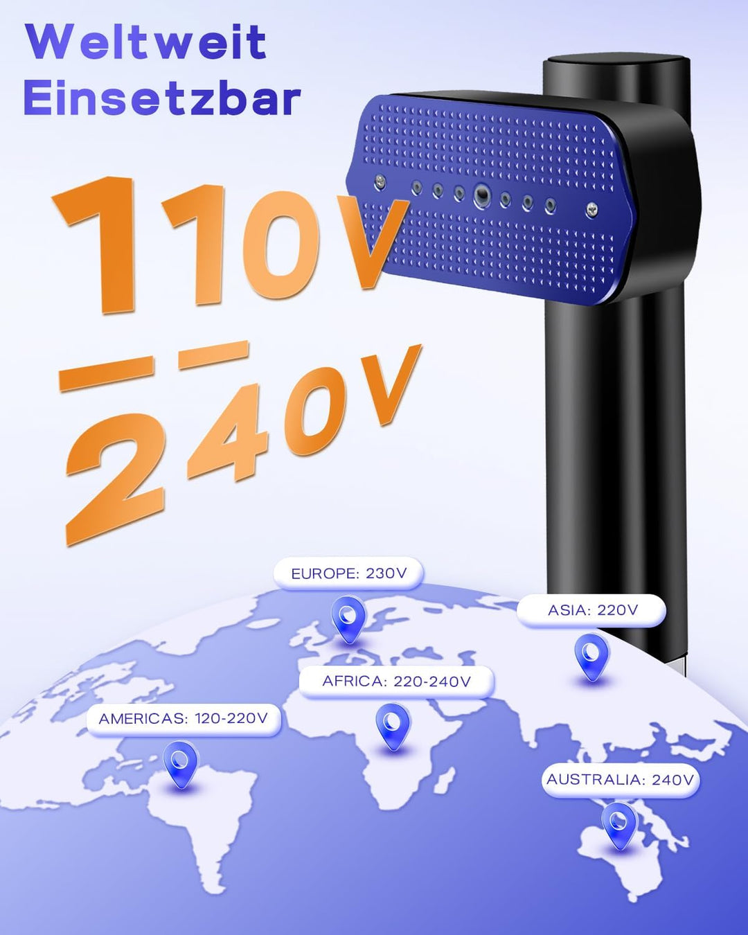 Steamer Dampfglätter 1300W,110-240V Worldwide Voltage 2-in-1 Reisebügeleisen Mini mit 15S Schnellauf