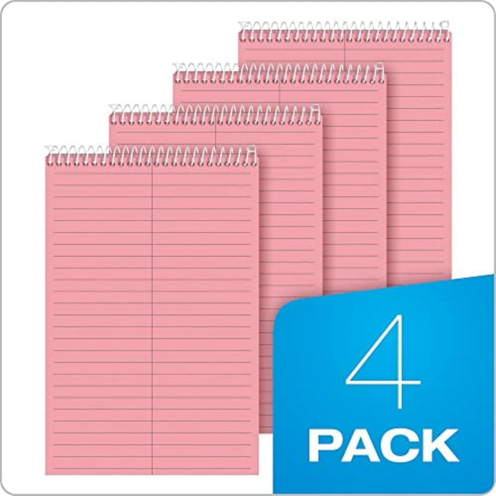 Tops Prism Steno Books, 15,2 x 22,9 cm, Gregg Lineal, rosa Papier, perforiert, 80 Blatt, 4 Stück (80