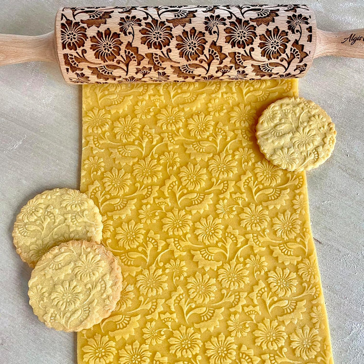 Nudelholz für Hausgemachtes Gebäck und Keramik MOOSROSE. Teigroller für Teig & Plätzchen, Kuchen & G