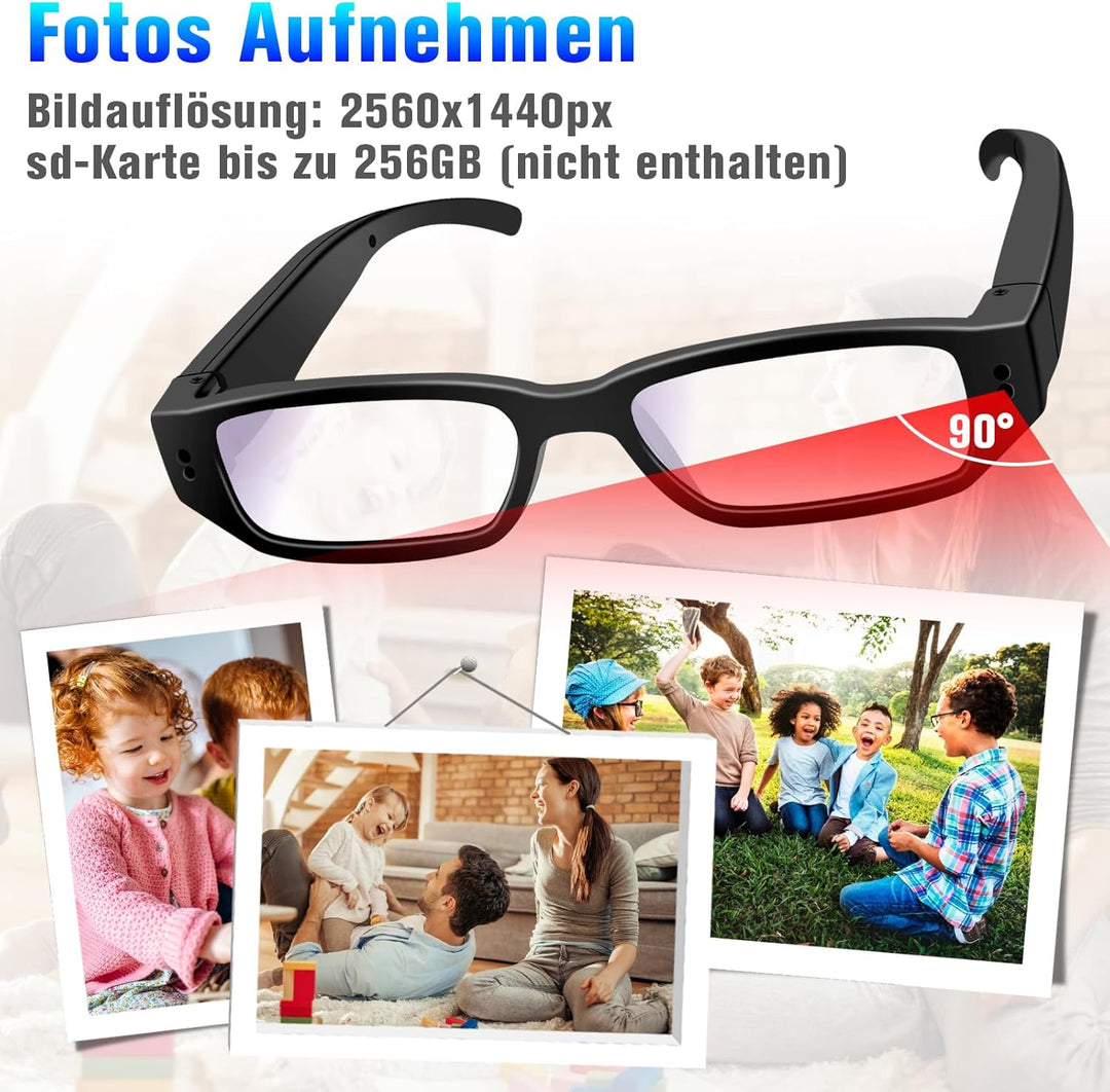 Brillenkamera, Sport-Actionkamera HD-1080P-Brillenvideokamera, Mini-Brillen Kamera, Kleine Videokame