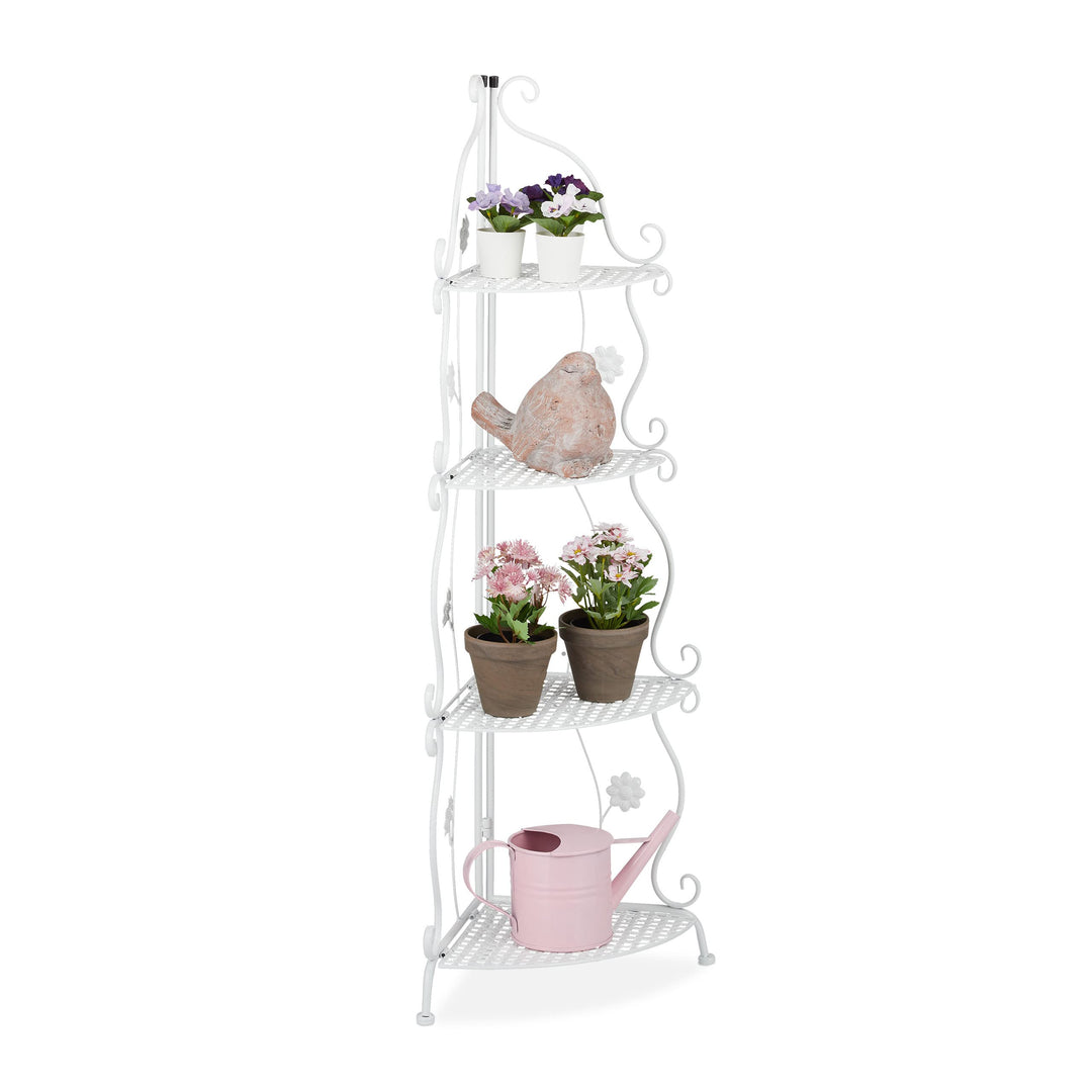 Relaxdays Blumenregal Metall, 4-stufiges Pflanzenregal, innen & aussen, HxBxT 113,5 x 31 x 31 cm, Re