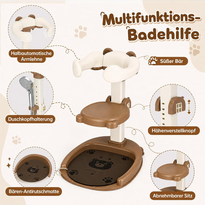 Baby Dusche Ständer Höhenverstellbar, Duschhilfe für Kinder 6-36 Monate | BPA-freier Baby Badestände