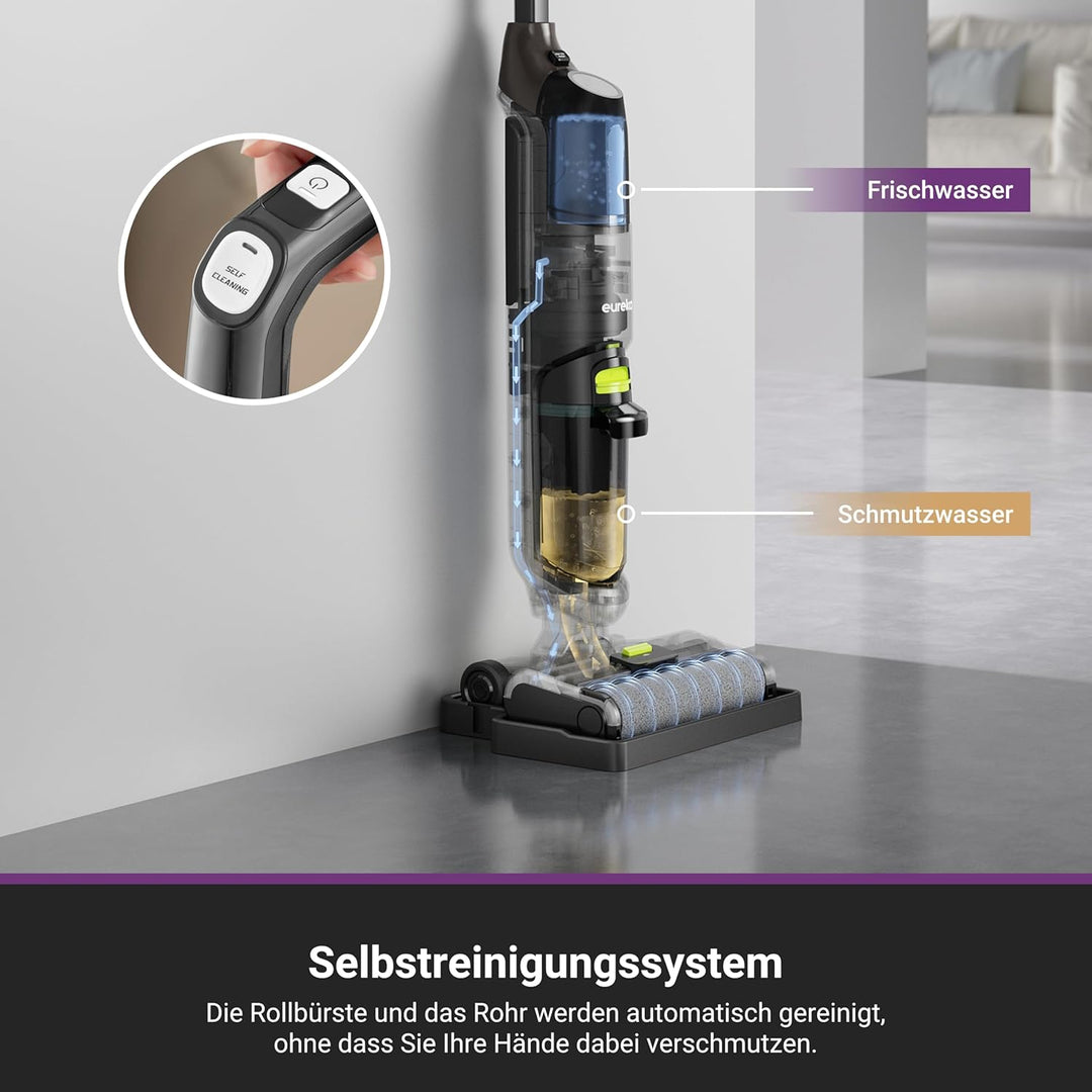 EUREKA NEW400 Nass-Trockensauger Kabelloser,Smart Nass-Trocken-Staubsauge mit Dual-Tank-Design,Selbs