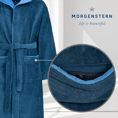 Morgenstern Bademantel Kinder & Teenager I Kapuze I 100% Baumwolle I Frottee Velours I Lang 134-140
